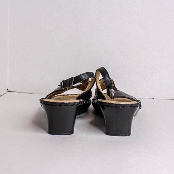 Duck Head Carrie Sandals Wedge Sling Back Black Size 9W - Picture 4 of 5